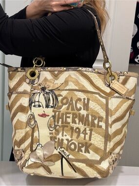 Coach Bonnie Cashin Gold Zebra tote
